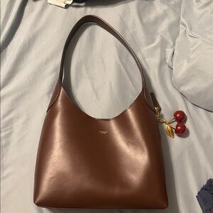 Coach Cherry Charm Brown Leather Shoulder Bag
